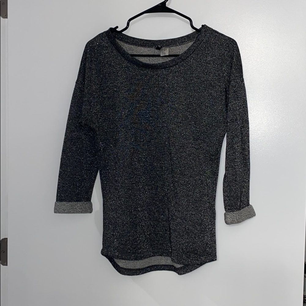 Gray Metallic Crewneck Sweater